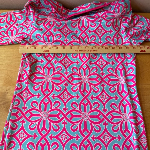 GRETCHEN SCOTT DESIGNS  RUFFNECK DRESS SCALLOP NECKLINE SHIFT STRETCH JERSEY SM - Picture 7 of 13